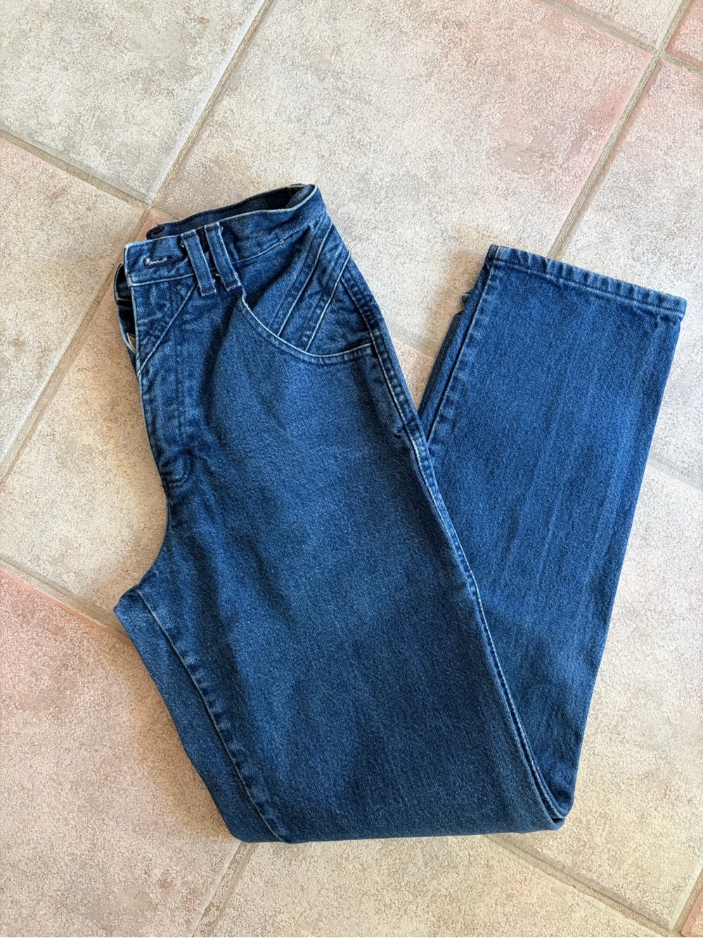 Wrangler Pocketless High Waisted  Dark Blue Denim Jeans